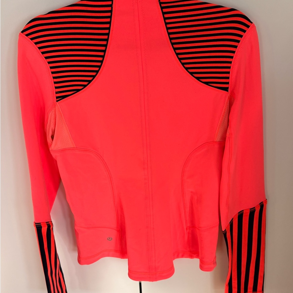 Lululemon Define Jacket Size 6 Coral + Black Striped Flare - Picture 2 of 8